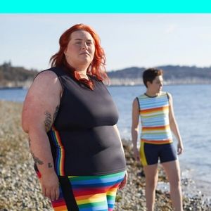 TomboyX Black and Rainbow Tank Top